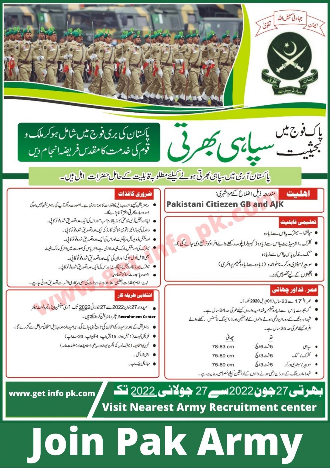 Join Pak Army Jobs 2022 Online Registration
