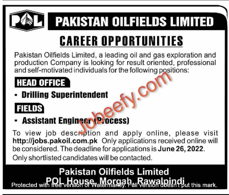 Pakistan Oilfield Limited POL Jobs 2022