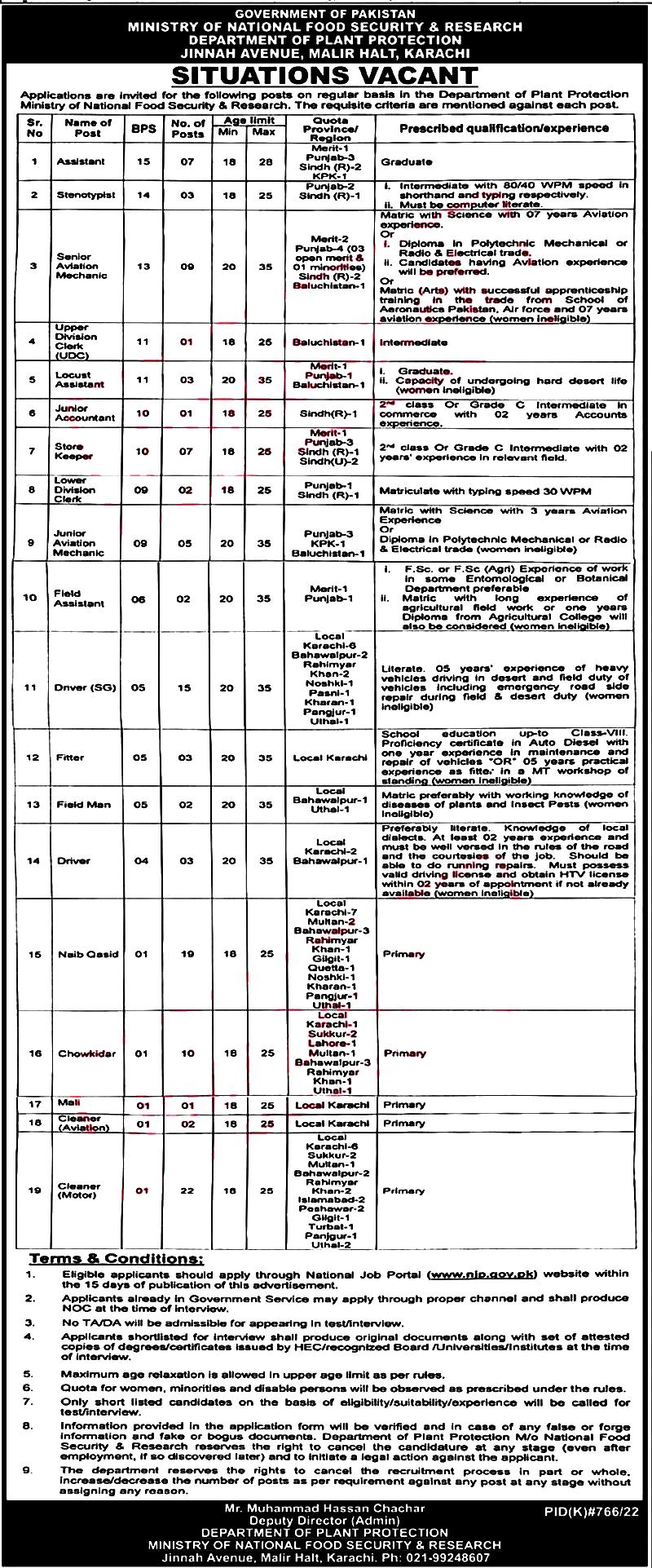 Ministry of National Food Jobs October 2022