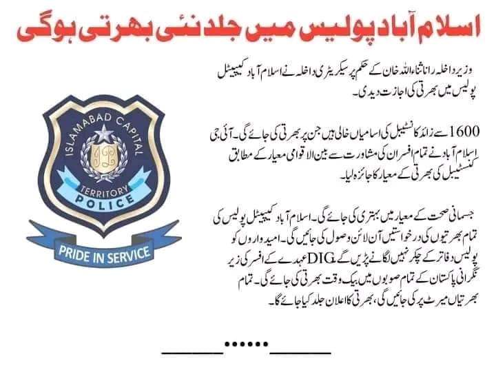 Islamabad Police Constable Jobs 2022